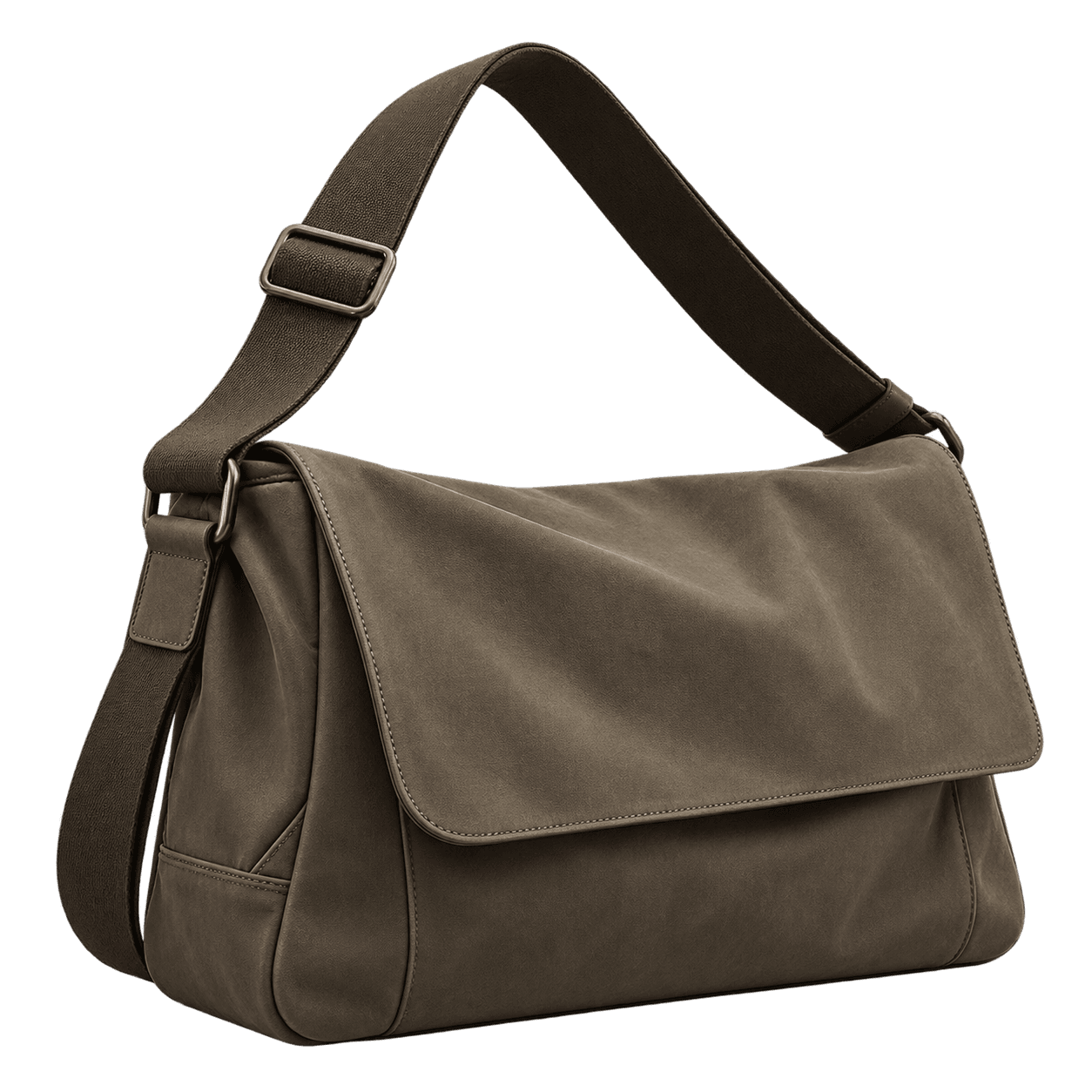 Bolso Messenger Olive, vista frontal sobre fondo neutro