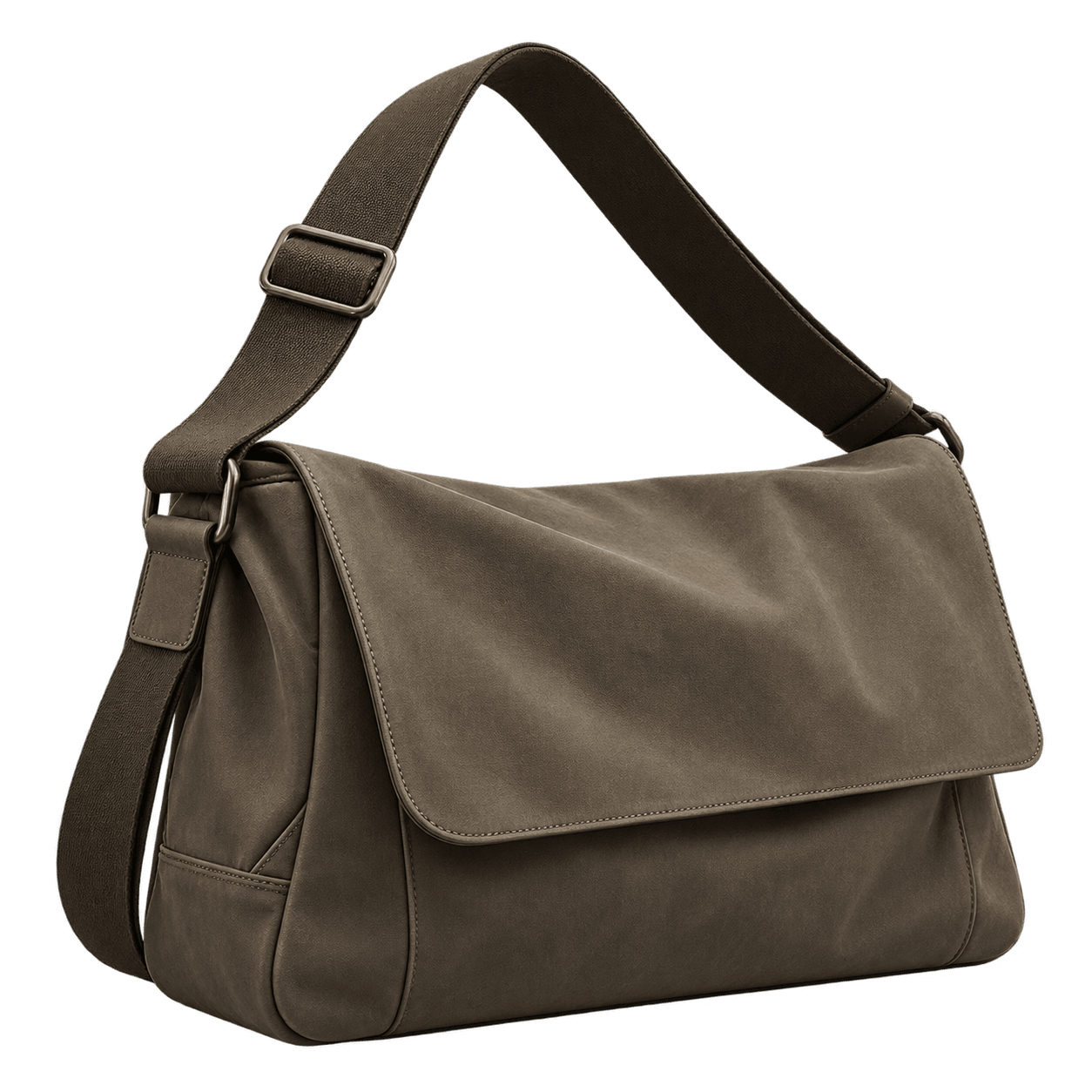 Bolso Messenger Olive, vista frontal sobre fondo neutro